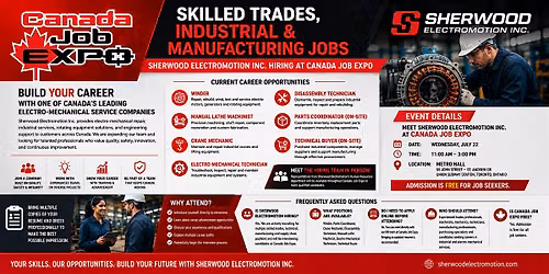 Skilled Trades, Industrial & Manufacturing Jobs  - Canada Job Expo Aug 27