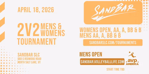 2v2 Men's\/Women's Tournament @ SandBar SLC