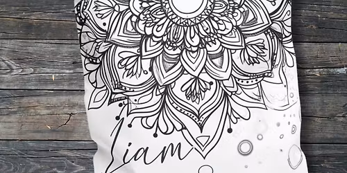 Mindful Zentangle Fabric Painted Tote Bag Paint & Sip