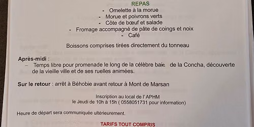 Journ\u00e9e et repas \u00e0 San S\u00e9bastien