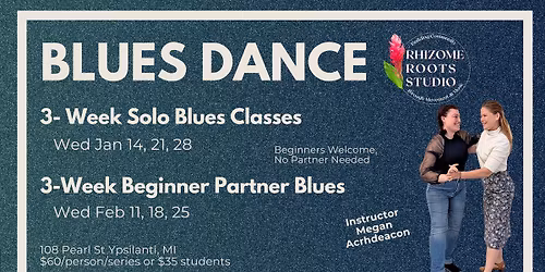 Blues Dance Classes Jan & Feb 2026 at Rhizome Roots
