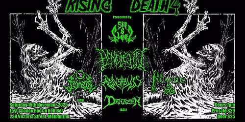 Rising Death 4: Pendle Hill, Ecdysis, The Incantus, Aeons Abyss & Denazen - presented by Sin & Steel