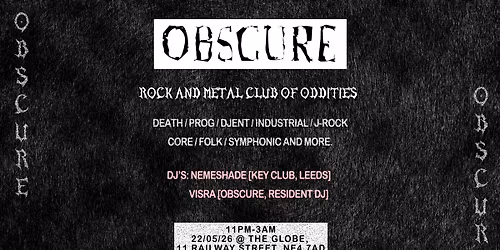 OBSCURE | Rock\/Metal Subgenre Club | 22\/05\/2026