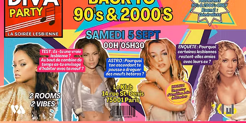 DIVA BACK TO 90'S & 2000'S  \/ Soir\u00e9e lesbienne