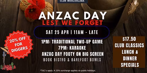 \ud83c\udf3a ANZAC Day at Club Mooloolaba