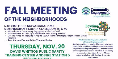 Bowling Green Coalition of Active Neighborhoods Fall Meeting