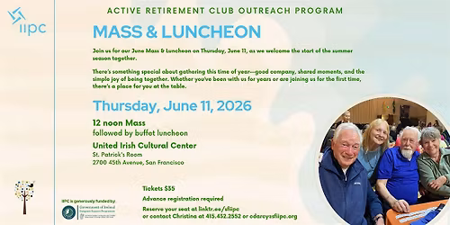 Active Retirement Mass and Luncheon | Thursday, June 11, 2026