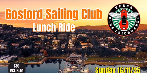 Gosford Sailing Club Lunch Ride - Sunday 16\/11\/25