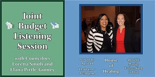 Join Councilor Smith & Councilor Pirtle-Guiney: Budget Listening Session