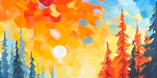 Paint the beautiful 'Sunset Pines' in Gloucester at the High Orchard, with Brush Party with Kirsty