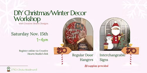 Holiday pARTy - DIY Christmas\/Winter Decor Workshop with Creative Hearts Designs