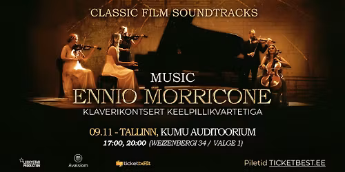 Ennio Morricone muusika klaveri ja keelpillikvarteti saatel Tallinnas!