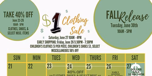 $1 Clothing Sale & Fall Release
