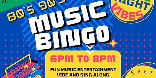 80's & 90's Music Bingo 6pm-8pm Every Thursday