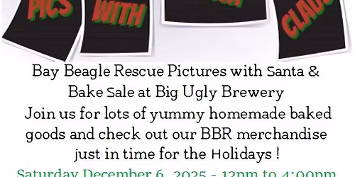 Bay Beagle Rescue Pictures with Santa and Bake Sale @ Big Ugly Brewing