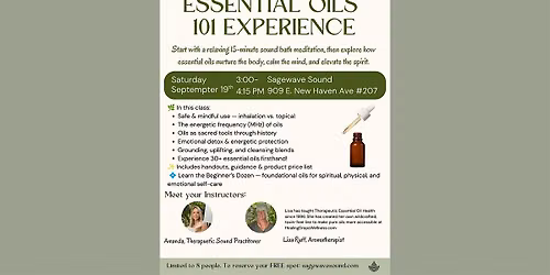 FREE Essential Oils Experience & Sound Meditation