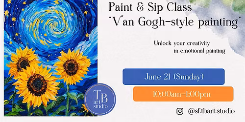 Create Van Gogh Style Art at Paint Sip Acrylic Workshop