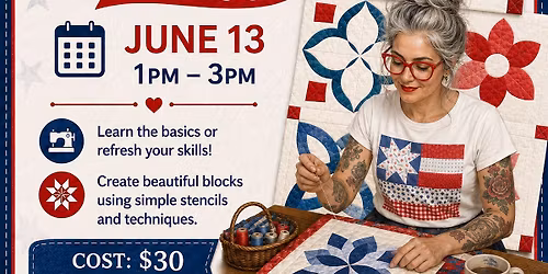 Beginner\/Refresher Hand stitch Quilting Class at Paper Moon - Pre-Registration Required 