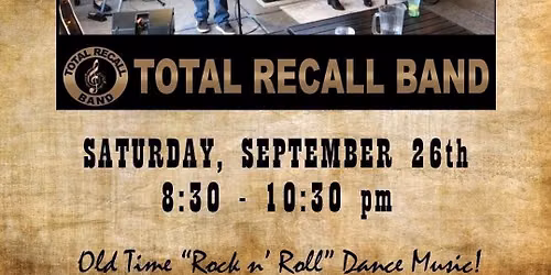Live music with the Total Recall Band !!!