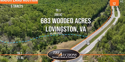Major Land Auction- 683 Wooded Acres in 5 Tracts- Lovingston, VA