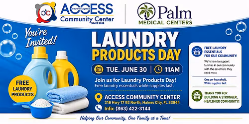Laundry Products Day by Palm Medical Centers at Access Community Center