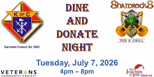 Harvester K of C Dine & Donate Night @ Shamrocks