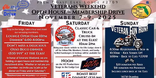 Veterans Weekend Open House and Membership Drive