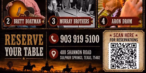 Monty Tipps, Brett Boatman and More at Romas Bar & Grill Sulphur Springs Texas