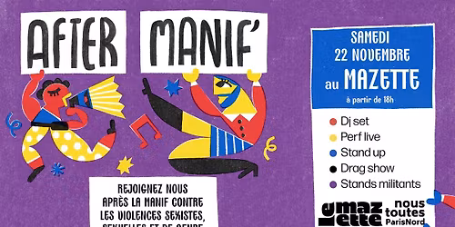 L\u2019AFTER MANIF\u2019 #NOUSTOUTES : Stand Up, DJ set, Drag Show & f\u00eate !