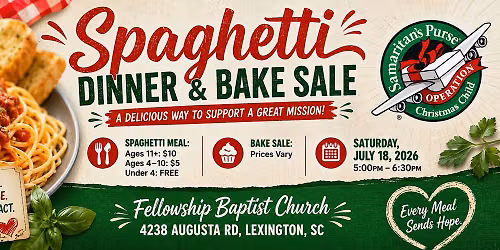 Spaghetti Fundraiser & Bake Sale for Operation Christmas Child