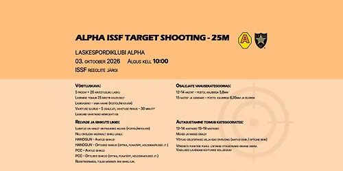 ALPHA ISSF CLASSIC HANDGUN SHOOTING 25M- October 2026