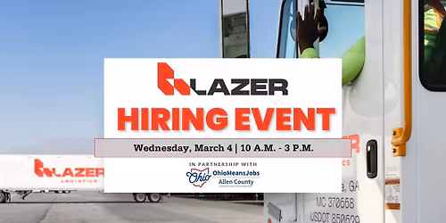 Hiring Event: Lazer Logistics at OhioMeansJobs Allen County.