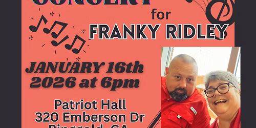 Benefit concert for Frankie Ridley