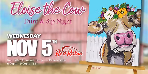 Eloise the Cow Paint and Sip Night at Red Robin in Schererville