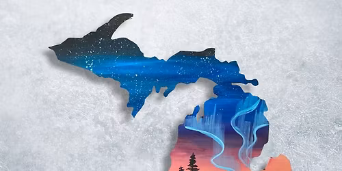 Northern Nights Michigan Wood Cutout Painting - Owosso