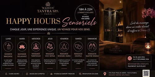 Massage Tantrique Paris Happy Hour Sensoriel du Mercredi