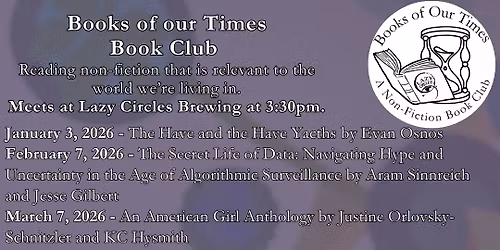 Books of our Times Book Club at Lazy Circles Brewing