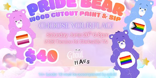 PRIDE Bear Wood Cutout Paint & Sip
