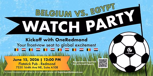 Kickoff with OneRedmond: Belgium vs. Egypt Watch Party