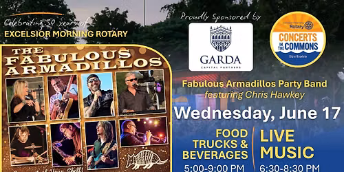 Excelsior Morning Rotary\u2019s CONCERTS IN THE COMMONS \u2013 Fabulous Armadillos Party Band w\/ Chris Hawkey