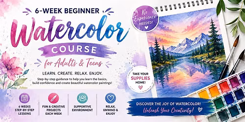 6-Week Beginner Watercolor Course \u2014 Adults