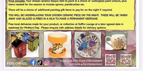 MOTHERS DAY CERAMIC PAINTING SESSION CHOICE OF ITEMS TO PAINT