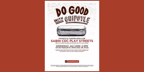 Sabin CDC Play Streets Chipotle Fundraiser