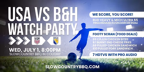 World Cup Watch Party at Slowcountry BBQ 