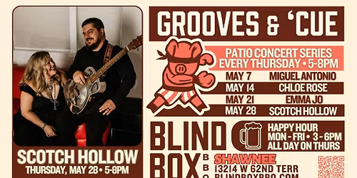 Free Concert Series: Scotch Hollow on Thursday, MAY 28 from 5-8PM in Shawnee