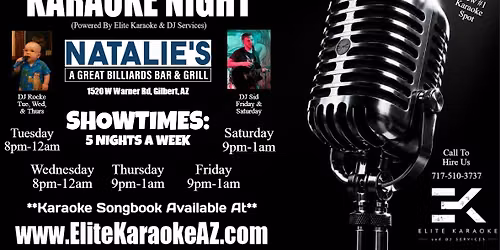 Friday Night Karaoke at Natalie's Bar & Grill in Gilbert, AZ 9p-1a w\/DJ Sid