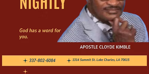 St. John Holiness welcomes Apostle Kimble for 3 night revival.