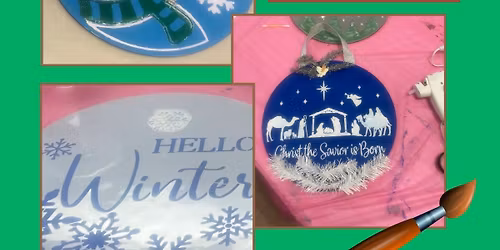 Holiday & Winter Themed Stenciled Round Boards
