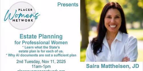 2nd Tuesday PWN Luncheon 11\/11\/25, Join Saira Mattheisen