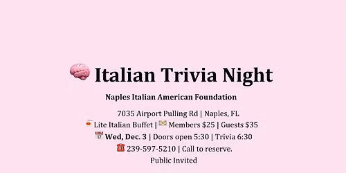 Italian Trivia Night